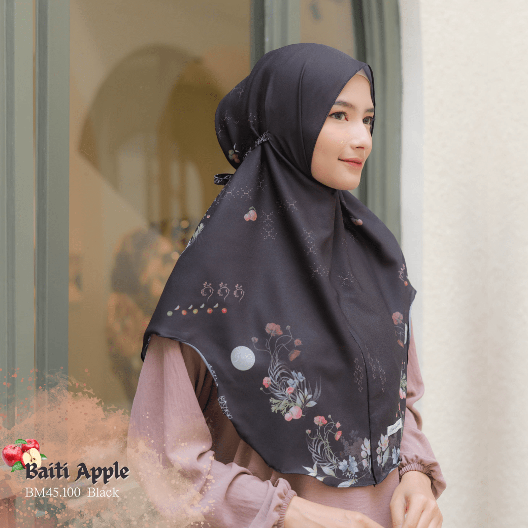 [BELI 3 GRATIS 1] Hijab Instan Baiti Apple - BM45.100 Black