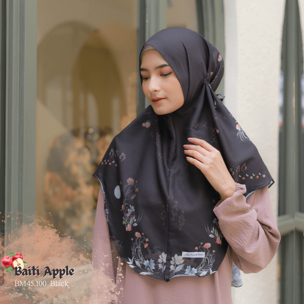[BELI 3 GRATIS 1] Hijab Instan Baiti Apple - BM45.100 Black