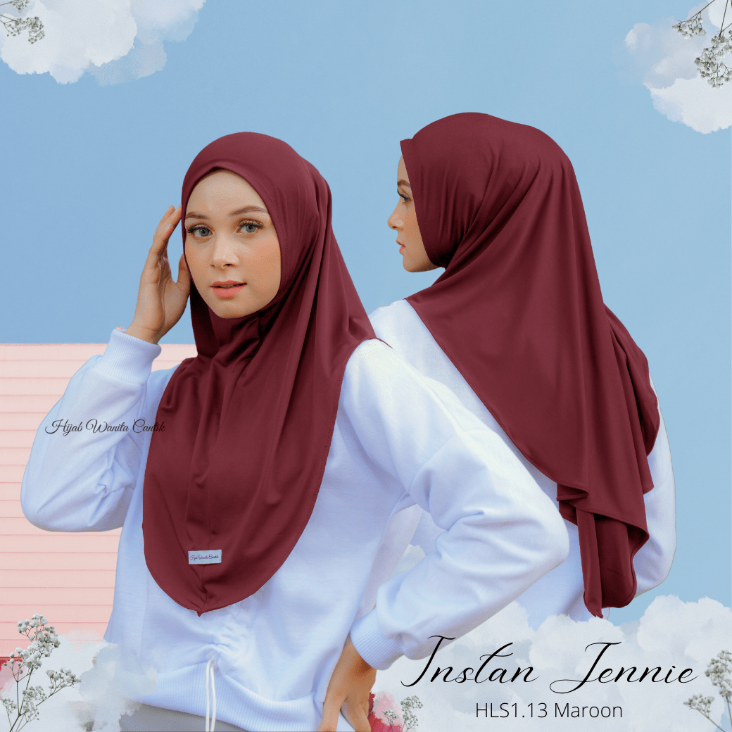 Instan Jennie Sporty Hijab - HLS1.13 Maroon