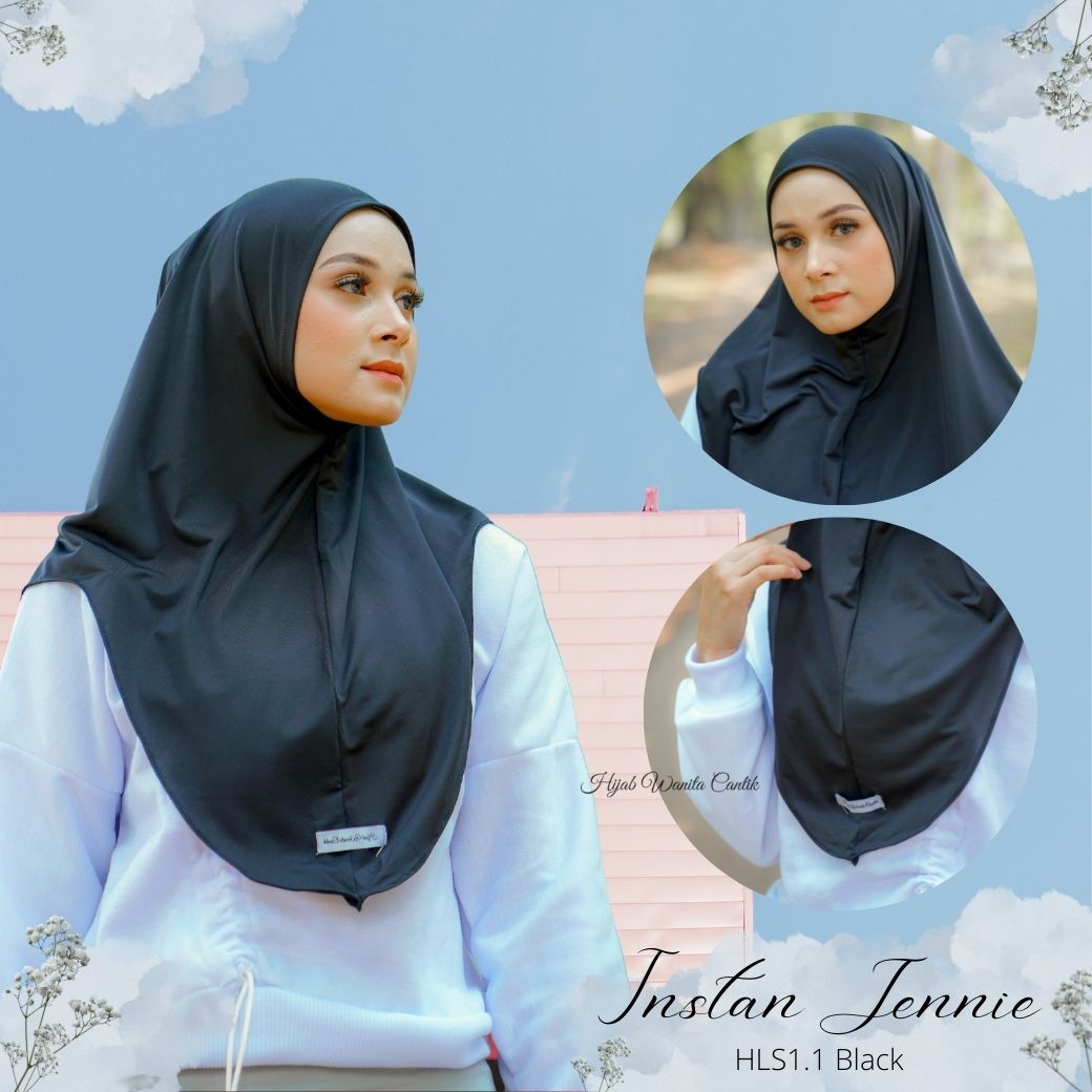 Instan Jennie Sporty Hijab - HLS1.1 Black