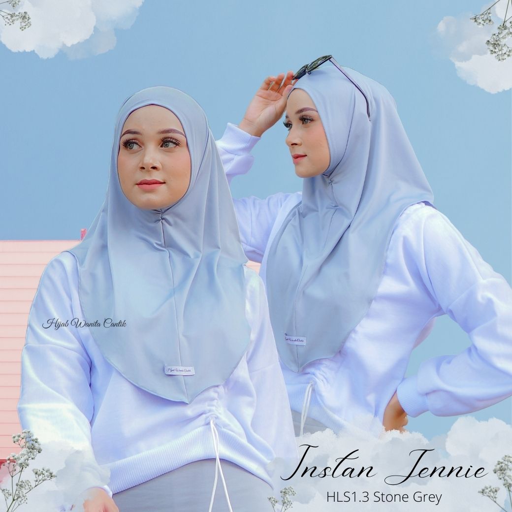 Instan Jennie Sporty Hijab - HLS1.3 Stone Grey